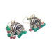 Tribal Jhumki Earrings Silver 925 Sterling red green onyx bead Stone B720